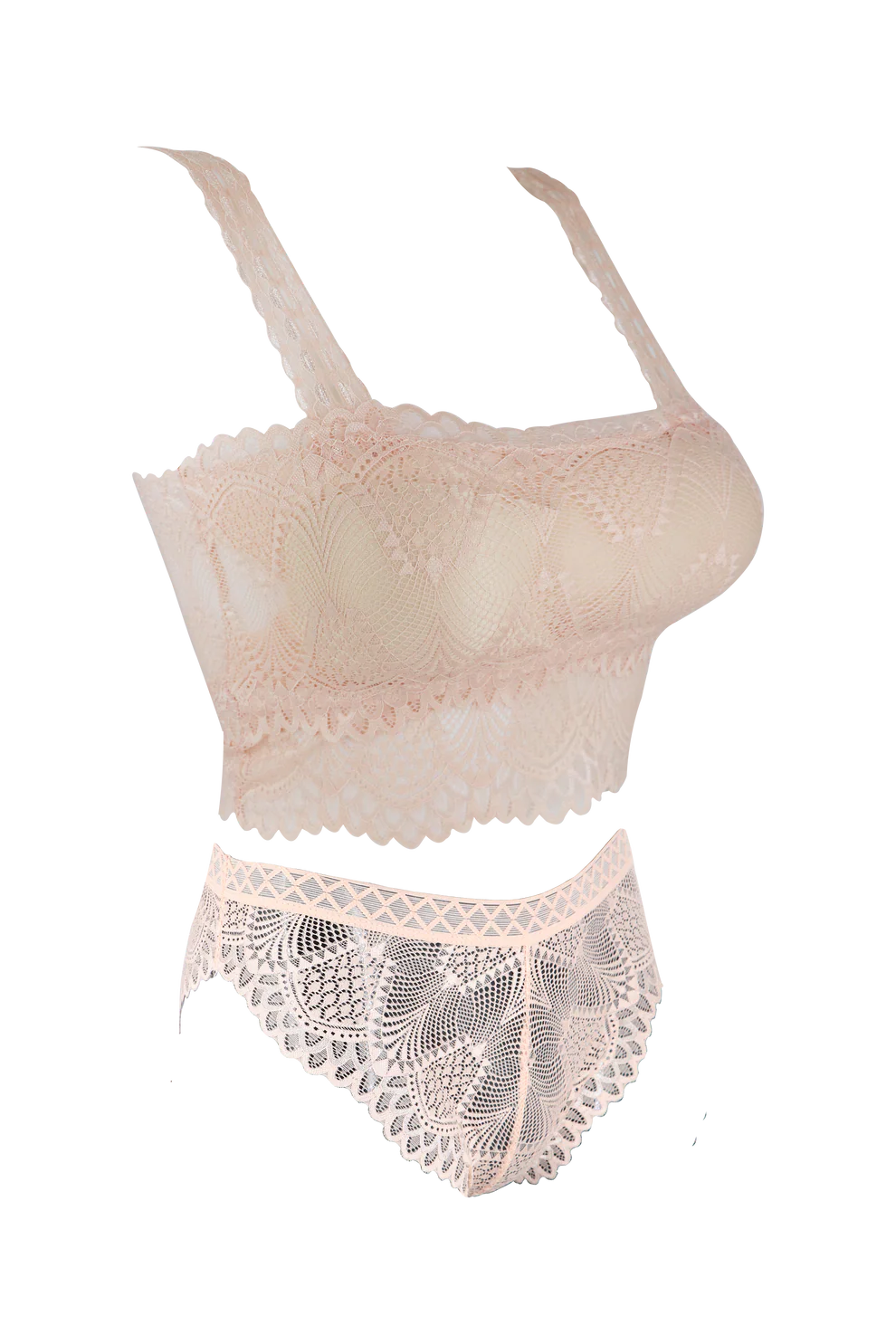 Women's Thin Shoulder Strap Net Lingerie Set
