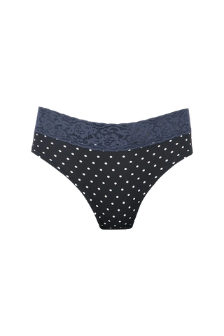 Women Polka Dot with Blue Lace Panty