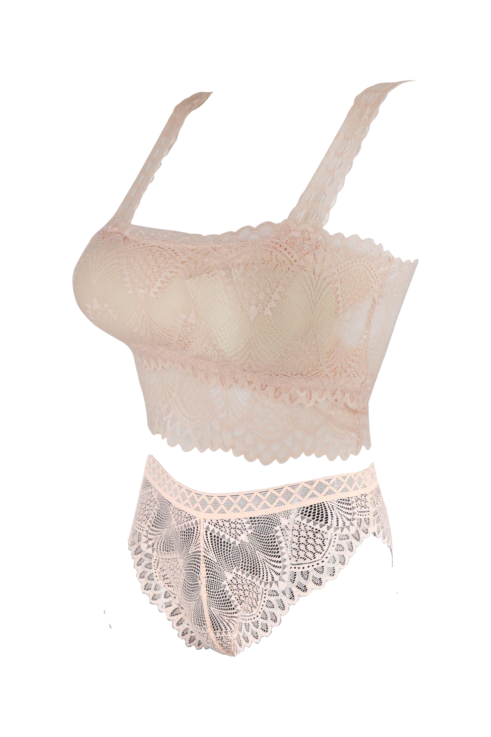 Women's Thin Shoulder Strap Net Lingerie Set