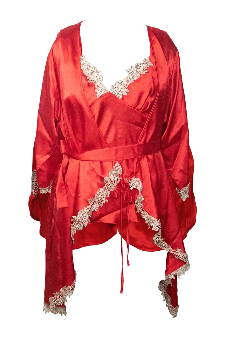 Ladies Satin 3 Pieces Set Nightgown