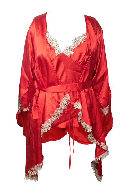 Ladies Satin 3 Pieces Set Nightgown