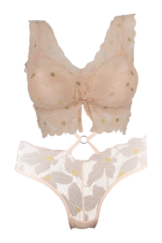 Women Floral Print With Net Lingerie Set