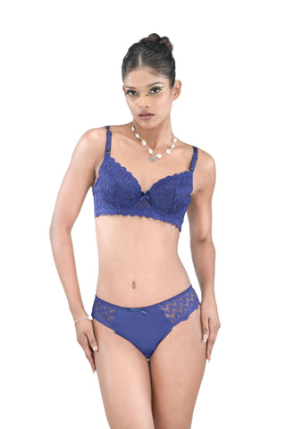 Women Printed With Net Lingerie  Set