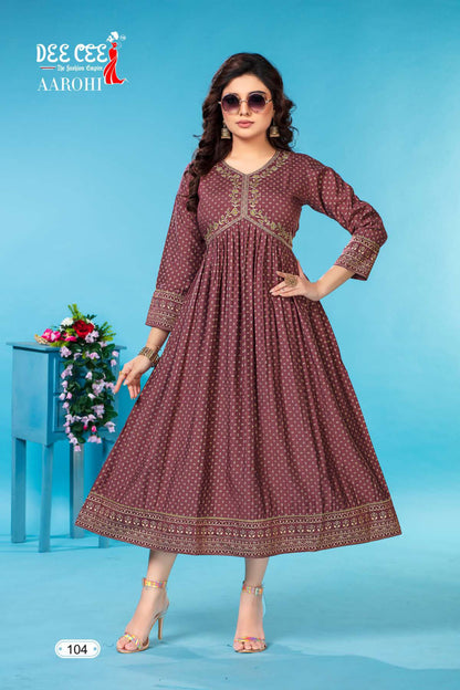 Aarohi Buy Dee Cee Fancy Cahnderi Aaliya Stye Long Kurti Gown Set