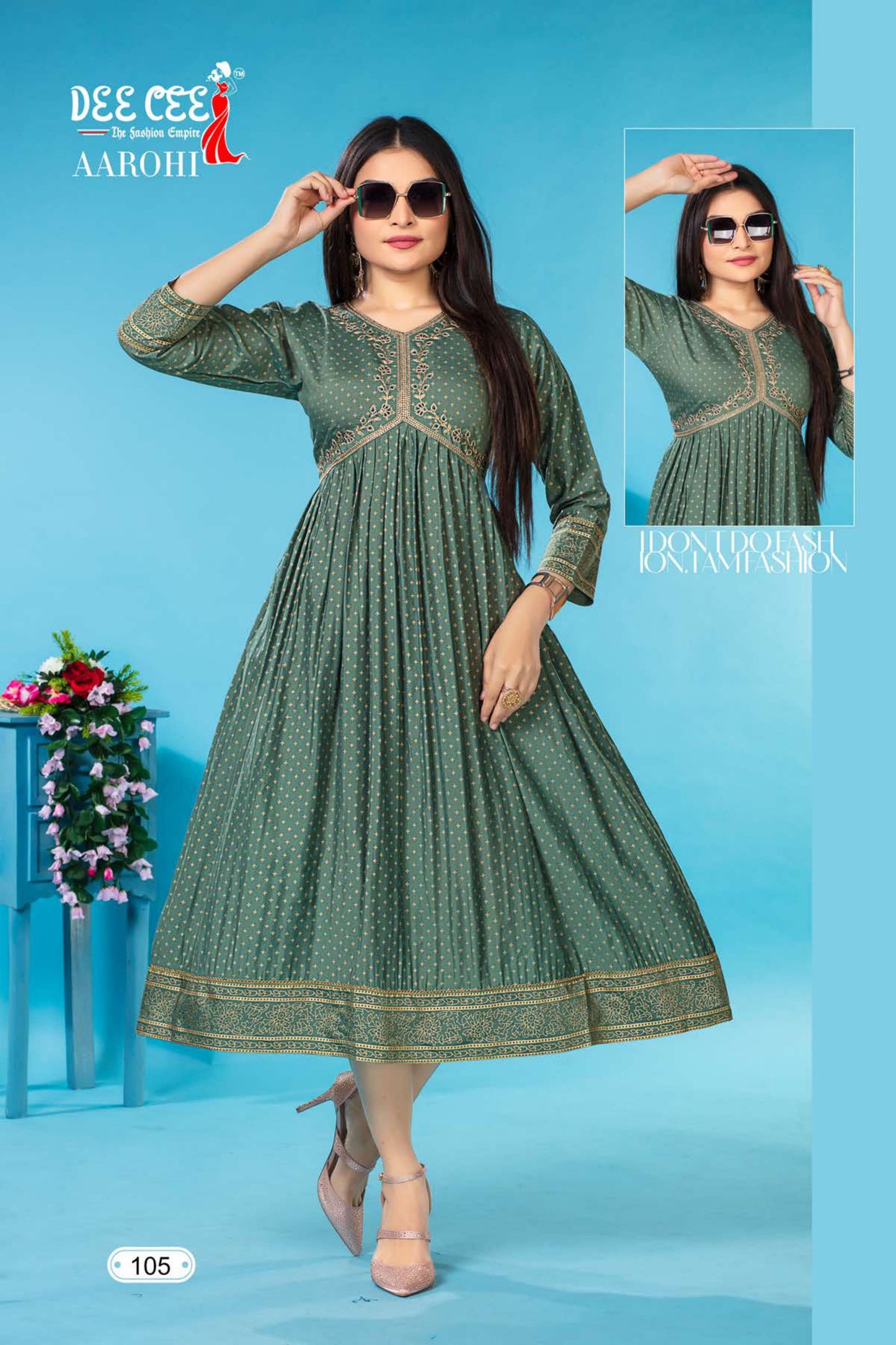 Aarohi Buy Dee Cee Fancy Cahnderi Aaliya Stye Long Kurti Gown Set