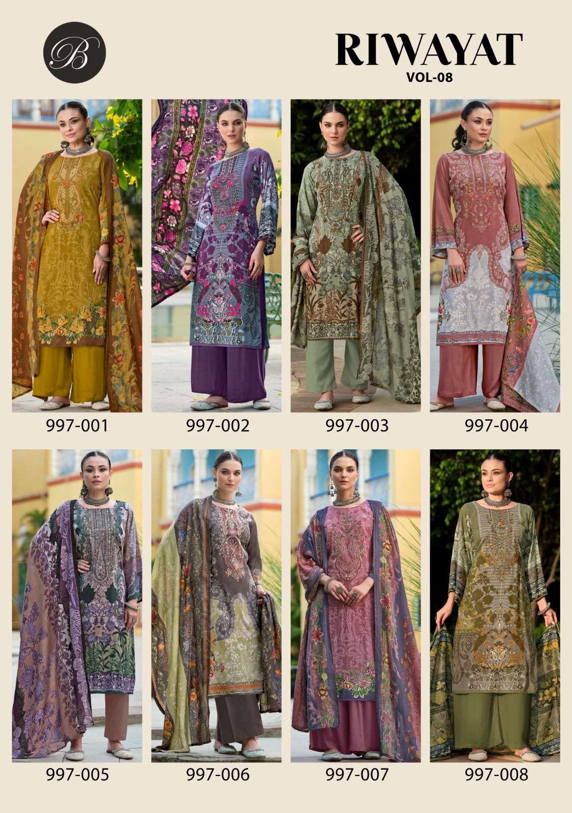 BELLIZA DESIGNER STUDIO RIWAYAT VOL 8 RAYON FANCY WORKS SUIT