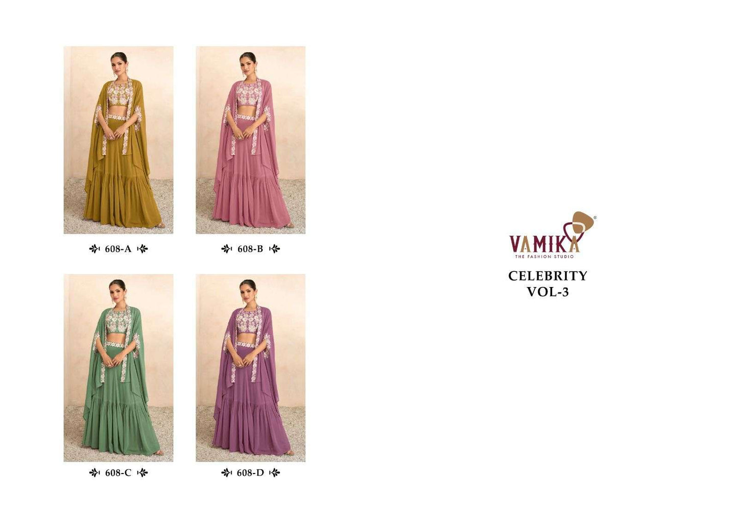 CELEBRITY VOL 3 BUY VAMIKA ONLINE WHOLESALER LATEST COLLECTION GOWN KURTI SET