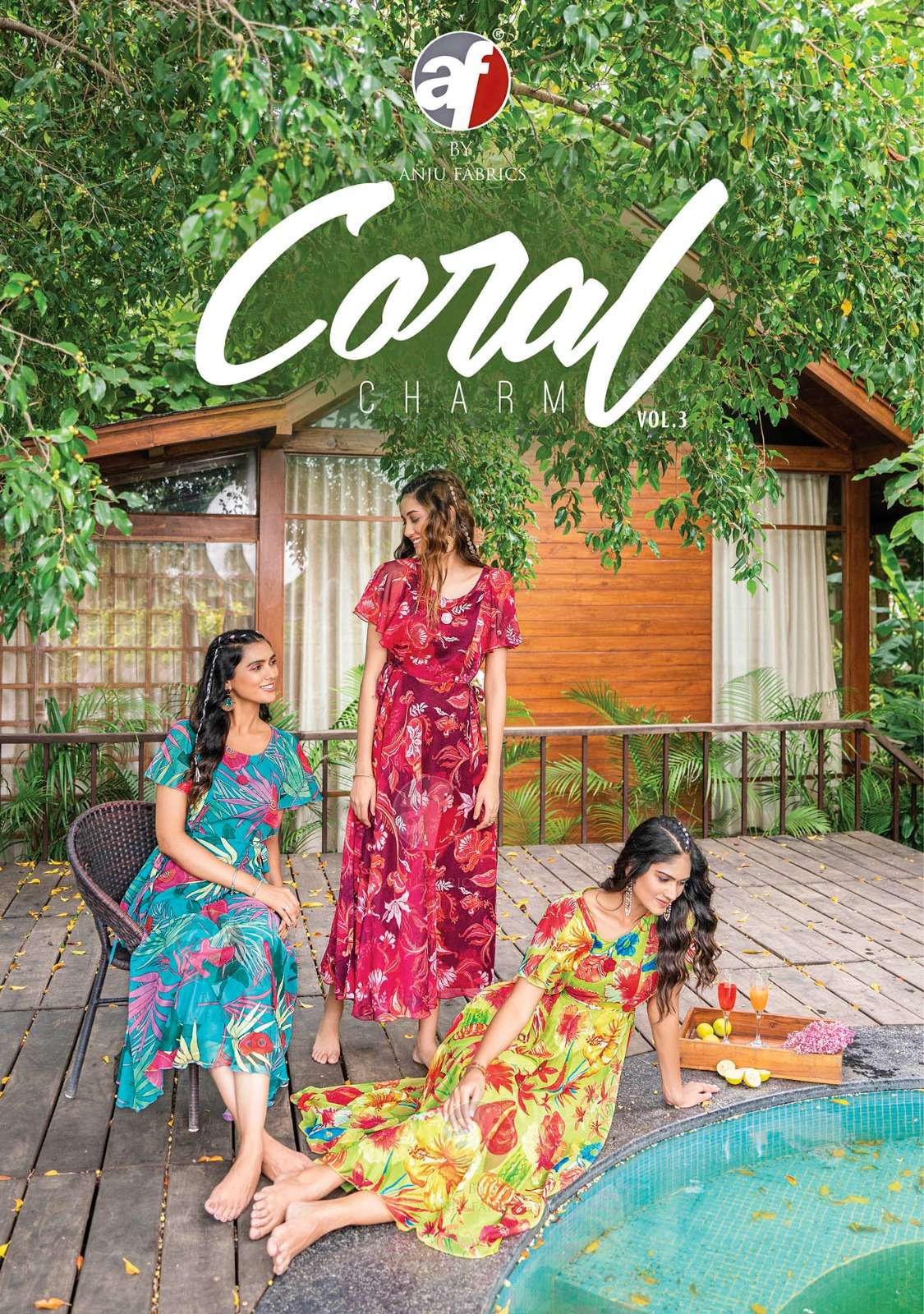 Coral Charm Vol 3 Buy Anju Fabric Designer Party Wear Latest Wholesale Viscose Kurtis Gowns Set