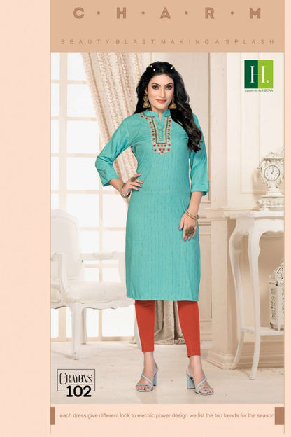 CRAYONS BUY HIRWA FASHION WHOLESALE ONLINE LOWEST PRICE STRAIGHT CUT KURTIS SETS