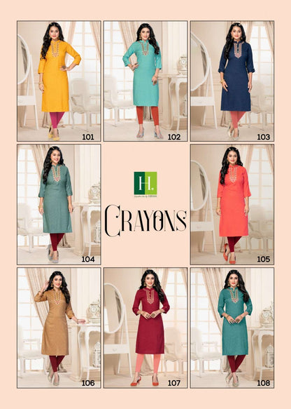 CRAYONS BUY HIRWA FASHION WHOLESALE ONLINE LOWEST PRICE STRAIGHT CUT KURTIS SETS