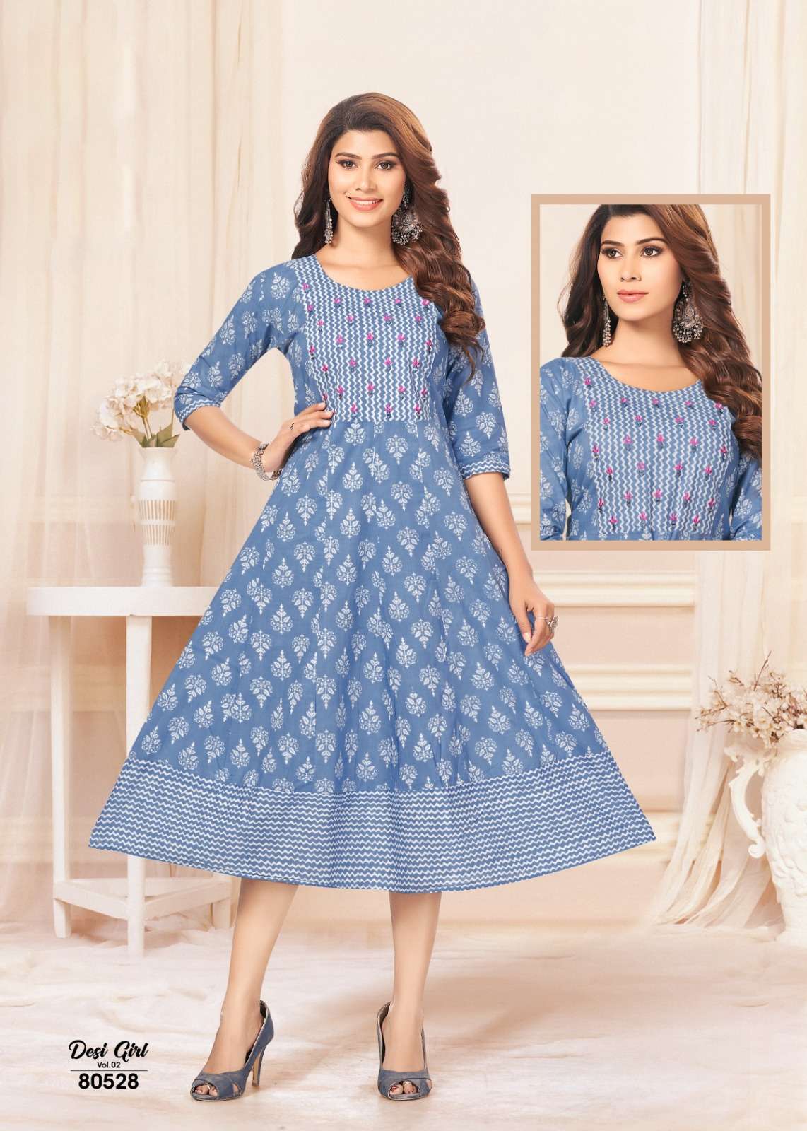 DESI GIRL BUY MAYRA JAIPURI CAMBRIC COTTON WHOLESALE ONLINE LOWEST PRICE KURTIS GOWN SETS