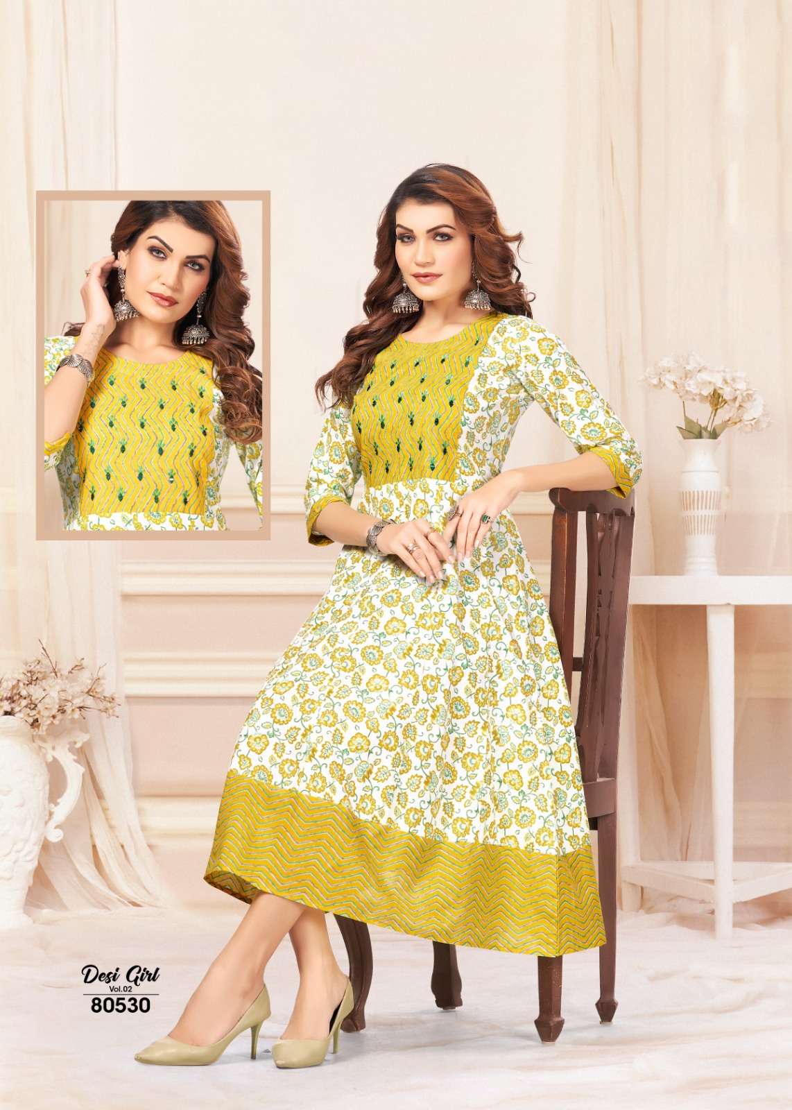 DESI GIRL BUY MAYRA JAIPURI CAMBRIC COTTON WHOLESALE ONLINE LOWEST PRICE KURTIS GOWN SETS