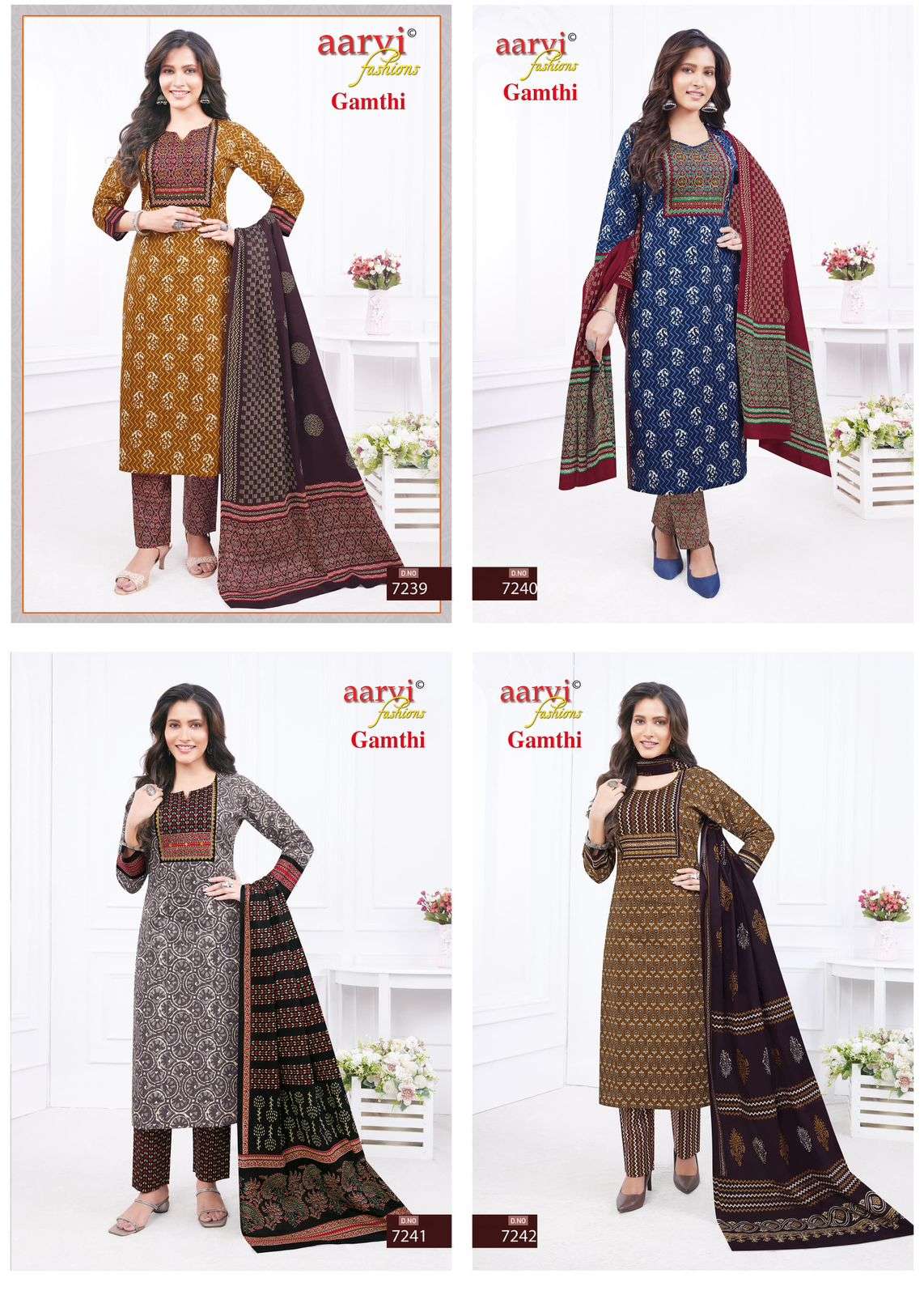 Gamthi Vol 3 Buy Aarvi Fashion Wholesale Online Lowest Price Cheapest Cotton Kurta Suit Sets