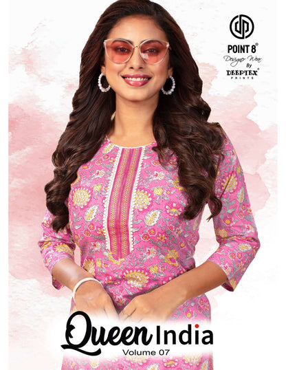 Queen India Vol 7 Buy Deeptex Wholesale Cotton Lowest Price Kurtis & Pant Set