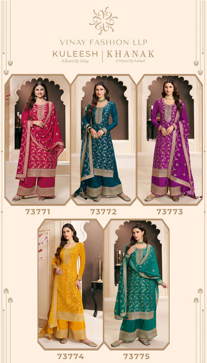 VINAY FASHION KULEESH KHANAK SILK JACQUARD DESIGNER SUIT